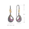 Boucles d'oreilles en cristal violet Fuchsia, ensemble de bijoux, boucles d'oreilles pendantes en forme de feuille, jolis ensembles de bijoux pour femmes, cadeaux d'anniversaire 280e, 2 pièces