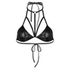 Tiaobug glänsande metalliska halter främre strappy bralette kvinnor sexiga bikini toppar nattklubb parti rave festival scen dans kostym