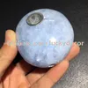 Cachimbo de pedra caída azul celestite, 2 peças, irregular, polido, natural, celestite, cristal de quartzo, pedra preciosa, bolso de palma, cachimbo de tabaco