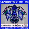 + MOVISTAR Blue Hot Cystern do Suzuki GSX-R750 GSXR 750 600 K1 GSXR600 01 03 03 294HM.33 GSX R600 R750 GSXR-600 GSXR750 2001 2002 2003 Owalnia