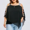 30H Sexy Womens Tops and Blouses Fashion Shirt Ladder Cut Overlay Asymmetric Top Plus Size Blouse Strapless blusa feminina