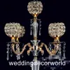 2019 Latest Crystal Wedding Centerpiece Acrylic Gold Candelabra Clear Candle Holder Event Party Table Decoration decor0009