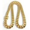 18k Gold Plated High Polished Cuban Link Necklace Men Punk 14mm Curb Chain Dragon-beard Clasp 24"/26"/28"/30"
