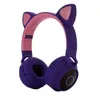 Headphony LED Cat Ear Headphones Bluetooth Anuluje Dorośli Dzieci Dziewczyna Słuchawki Wsparcie TF Card FM Radio z Mic Wireless + Wired