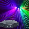 6 Lens DMX 512 RGB Full Color Scan Stage Illuminazione laser Six-eyes 16 Patterns Laser Beam Light Home Party DJ Disco Lampada per proiettore laser