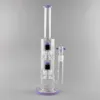 Light Green Recycler Hookah Bong: Two-Layer Showerhead Percolator, 15-Inch Glass Water Pipe with 18mm Female Joint