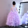 Vintage Girl Pageant Dresses For Little Girls 2020 Gratis frakt Vestido de Daminha Infantil Långärmad Flower Girl Dresses Tutu Ball Gown