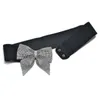 Cinture di design di lusso Cintura nera selvaggia con grande fiocco elastico Cintura larga con strass Super Shine Cintura intarsiata Bg8403243127