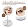 Portable LED upplyst sminkspegel Vanity Compact Make up Pocket Speglar Vanity Cosmetic Mirror 10X Förstoringsglasögon VT0005