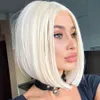 Сторона 60 Blonde Wig 134 Короткие прямые полные кружевные парики для белых женщин.