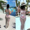Summer Sexy Mesh Bikini Cover Up Women White Lace Crochet Beach Dress Bathing Suit Coverups badkläder Swimsuit2518327