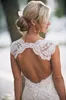 Ellystar Country Style Rustic Full Lace Wedding Dresses Cheap Cap Sleeve Open Back Sweep Train Bridal Gowns Custom Made Boho Wedding Dress