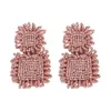Wholesale- fashion luxury designer exaggerated vintage bohemia hand beaded geometric square box stud earrings for woman