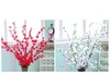 Artificial Cherry Spring Plum Peach Blossom Branch Silk Flower Tree For Wedding Party Decoration white red yellow color EEA447