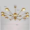 Ny ljuskrona Lighting American Vintage Spider Chandelier 12 Guld Dubbelmanipulator Led Restaurant Hall Warehouse Telescopic Chandelier PE