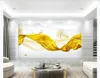 stile carta da parati moderna cinese d'oro Cervo Seta Cintura astratta line art Paesaggio Per Soggiorno Camera TV sfondo murale