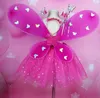 Girl LED Butterfly Wings مع Glow Tutu Skirt Fairy Wand Beadband Fairy Princess Light Up Party Carnival Costume Gift 28t3207437