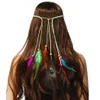 Diademas de plumas de cuero coloridas hechas a mano Estilo bohemio con franela y cuentas accesorios para el cabello para mujeres regalos de vacaciones