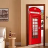 Självhäftande 3D-dörrvägg Kylskåp klistermärke Telefonbås Wrap Mural Poster