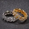 Iced Out Cubic Zircon Cuban Circle Ring for Men Silver Gold Color Hip Hop Jewelry Size 8-112470