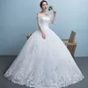 A-ligne élégantes robes de mariée sans bretelles 2018 demi manches robes de mariée mince dentelle appliqué robes de novia