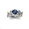 biżuteria biżuterii kryształowe kwiaty obrączki dla kobiet Bague Bijoux niebieski biały różowy pierścionek zaręczynowy moda upuszcza statek