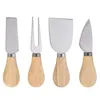 100SETS 4PC / SET Eak Trähandtag Knivgaffel Skovel Kit Smör Spridare Gratrar för skärning Bakning Chesse Board Tool Tools