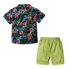 Set di ragazzi per bambini Abbigliamento per bambini Summer Boy Flower cravatte+pantaloncini 2 pezzi Set di vestiti da gentiluomo