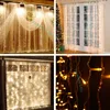 EU US AU UK Wtyk Curtain Light 3 * 1m 3 * 3M LED Strings Fairy Bulbs Festival Hotel Wedding Party Lights Christmas Tło Oświetlenie LED Strip