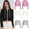 Women Plain Hoodies Crop Top Outdoor Sports Sweatshirt Hooded Coat Casual Zip up Jacket Outwear Sports Clothing Shirt1