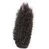 Rohe indische lockige Pferdeschwanz-Haarverlängerung für schwarze Frauen mit Kordelzug-Gummiband. Einfache Pferdeschwanz-Frisur, 25,4–50,8 cm, natürliches Schwarz, 1b