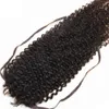 100 Human hair kinky curly ribbon wrap around drawstring ponytail for black women 160 jet black afro kinky curly puff