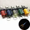 Mini Jet Straight Inflatable Lighter With Keychain No Gas Windproof Metal Cigarette Cigar Butane Lighters Smoking Tool