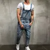 Fashion Mens Ripped Jeans Jumpsuits Street Distressed Hole Denim Bib Overaller för Man Suspender Byxor Storlek M-XXL