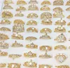 2020 Hot Sales Crystal Crown Ring Legering Zilver Vergulde Ring Hybride Modellen Gemengde Maat Lady / Girl Fashion Ring Mixed Style 50pcs / lot