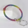 Bunter Silikon-Kunstdiamant-Schmuck-Armband-Schlüsselanhänger für Mädchen und Frauen, Sport-Handgelenk-Schlüsselanhänger, großer O-Schlüsselanhänger