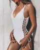 Fashion Designed 2020 Costumi da bagno interi Donna Costume da bagno con spalline Mujer Solid Beachwear Donna Nuoto Maio Bianco Sexy Blu Nuovo Traje De Bano