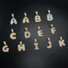 A-Z 0-9 Custom Name Bubble Letters Halsband Hängsmycke Charm för Guld Silver Guld Rose Färg Kubik Zircon Rope Chain Hip Hop Smycken Gåvor