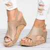Sıcak Satış-Sandalet 2019 Platform Sandalet Mujer Yaz Ayakkabı Deri Kama Topuklar Sandalet 43 SH190930