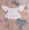 Commercio all'ingrosso 2019 bambini vestiti firmati ragazze Summer Dress Hollow-out Top + Stripe PP Pantaloni + Capelli 3 pezzi Set abiti firmati bambina BY0826