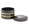 Twee Golden Edge Smoke Grinders met 63 mm diameter vierlaagse dobbelstenen van zinklegering en pokerkaart