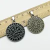 10 Stück Retro Wikinger Pirat Odin Rune Kompass Charms Anhänger Schmuck DIY für Halskette 35*30mm schwarz bronze