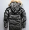 Brand black sheepskin leather down jackets with fur collar snow winter down coats men good quality