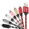 100 SZTUK 1M 2M 3M Pleciony Kabel ładowarki USB Micro V8 Typ C Linia danych Metalowa wtyczka Ładowanie dla Samsung Note 10