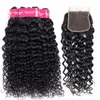 Indian water wave hair bundles with 4x4 lace closure indian water wave virgin human hair with closure