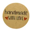 1 inch handgemaakt met liefdesbruine kraft papieren label sticker bedrukt geschenkpakket stickers labels rolverpakking