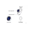 11ct создано синее сапфирское заявление о гало -кольце 925 стерлинговые кольца драгоценные камни для женщин 6013769