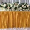 2 piece Christmas Shiny Gold 10ft L * 30 Inch H Ice Silk Sequin Voile Table Skirt For Wedding Decoration 3 orders