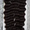 皮膚横糸の人間の髪の深い波200g（80pcs）のテープ延長されたレミーの髪の両面テープの髪