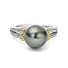 Yhamni New Black Pearl Rings for Women 925 Sterling Silver Wedding Finger Rings Fashion CZ Jewelry Drop ZR1058210C